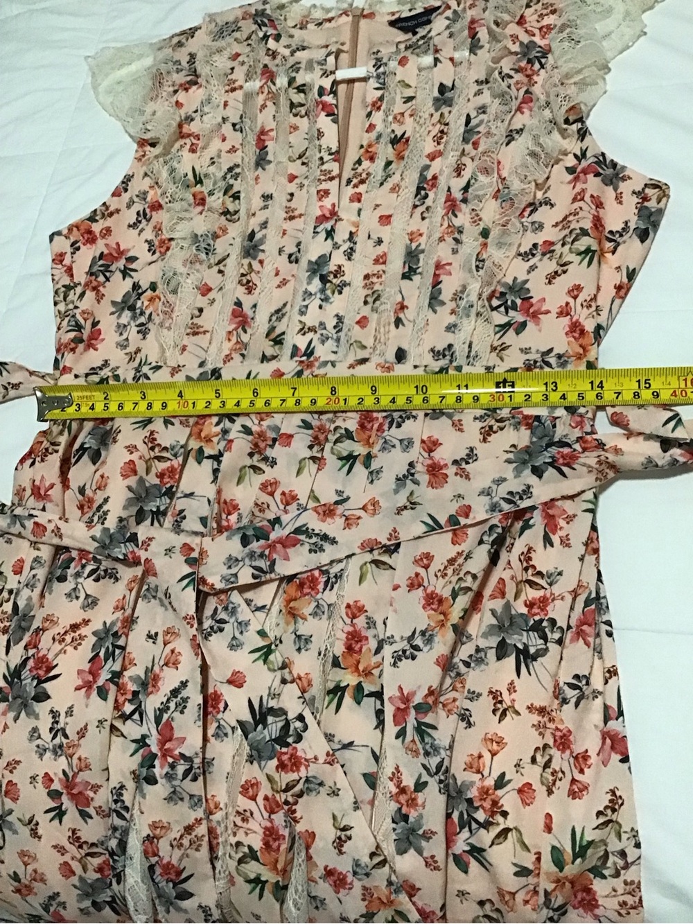 French Connection Blush Floral Lace-Trim Midi Dress Size 8 - Picture 9 of 15